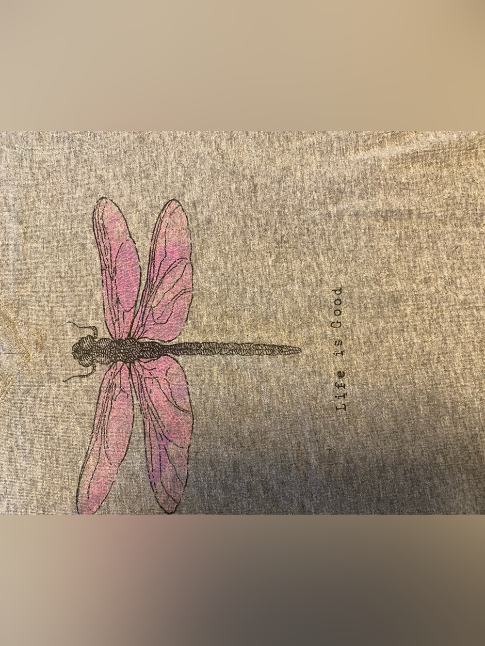 Life Is Good Heather Gray Tee with Dragonfly Logo - Picture 2 of 4